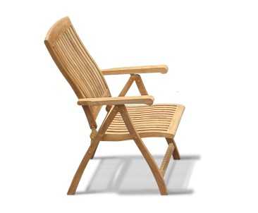 Titan Teak 6 Seater Round Patio Table and Reclining Chairs Set