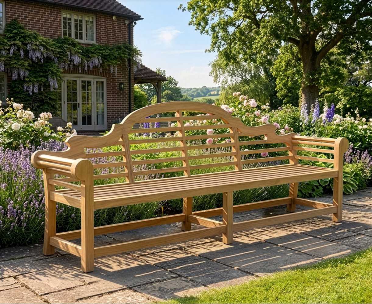 Extra Large Lutyens-Style Teak Bench 2.70m