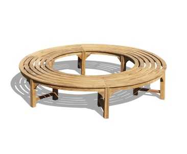 Saturn Teak Backless Round Tree Bench - 220cm