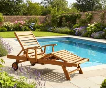 Luxury Teak Sun Lounger with arms