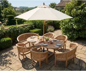 Contemporary Dining Table Set with Benches and Chairs