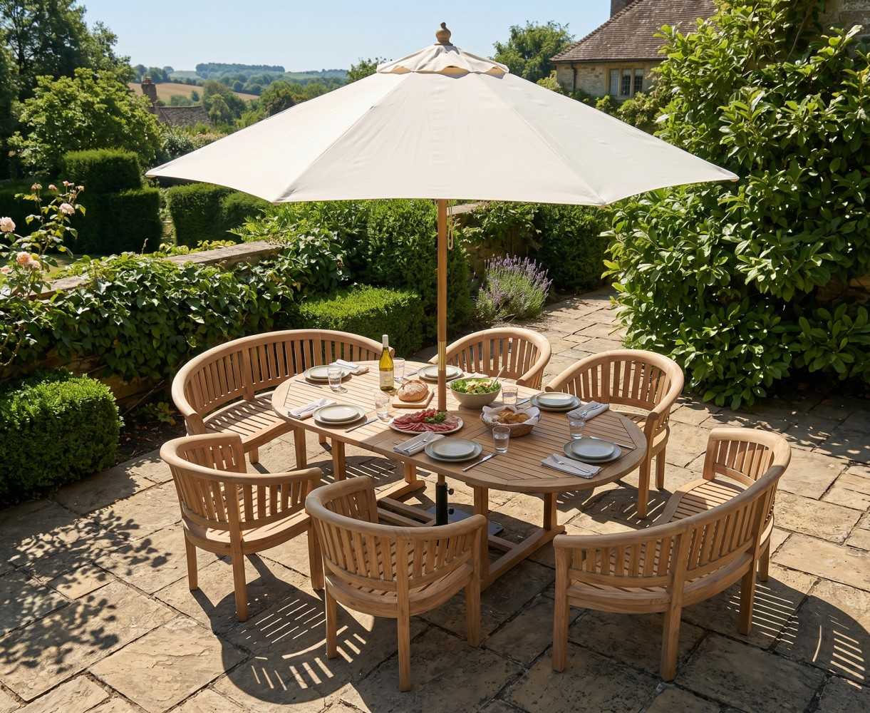 Contemporary Dining Table Set with Benches and Chairs