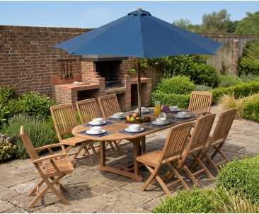 Brompton Garden Extending Table and 8 Folding Chairs Set