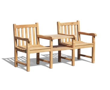 Windsor Vista Teak Garden Companion Seat | Tete a Tete Bench