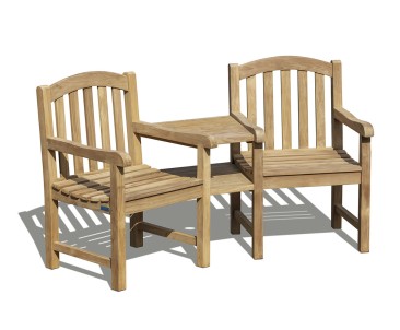 Clivedon Teak Garden Companion Seat - Wooden Garden Love Seat