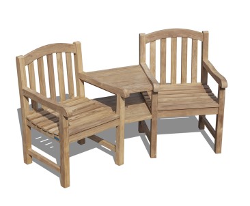 Clivedon Teak Garden Companion Seat - Wooden Garden Love Seat