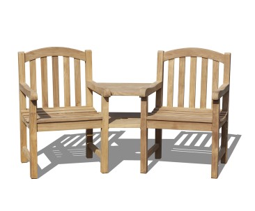 Clivedon Teak Garden Companion Seat - Wooden Garden Love Seat