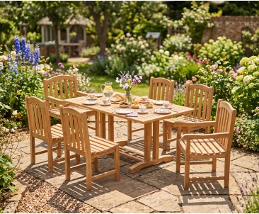 Belgrave 6 Seater Teak Dining Set with 1.5m Table and Clivedon Chairs