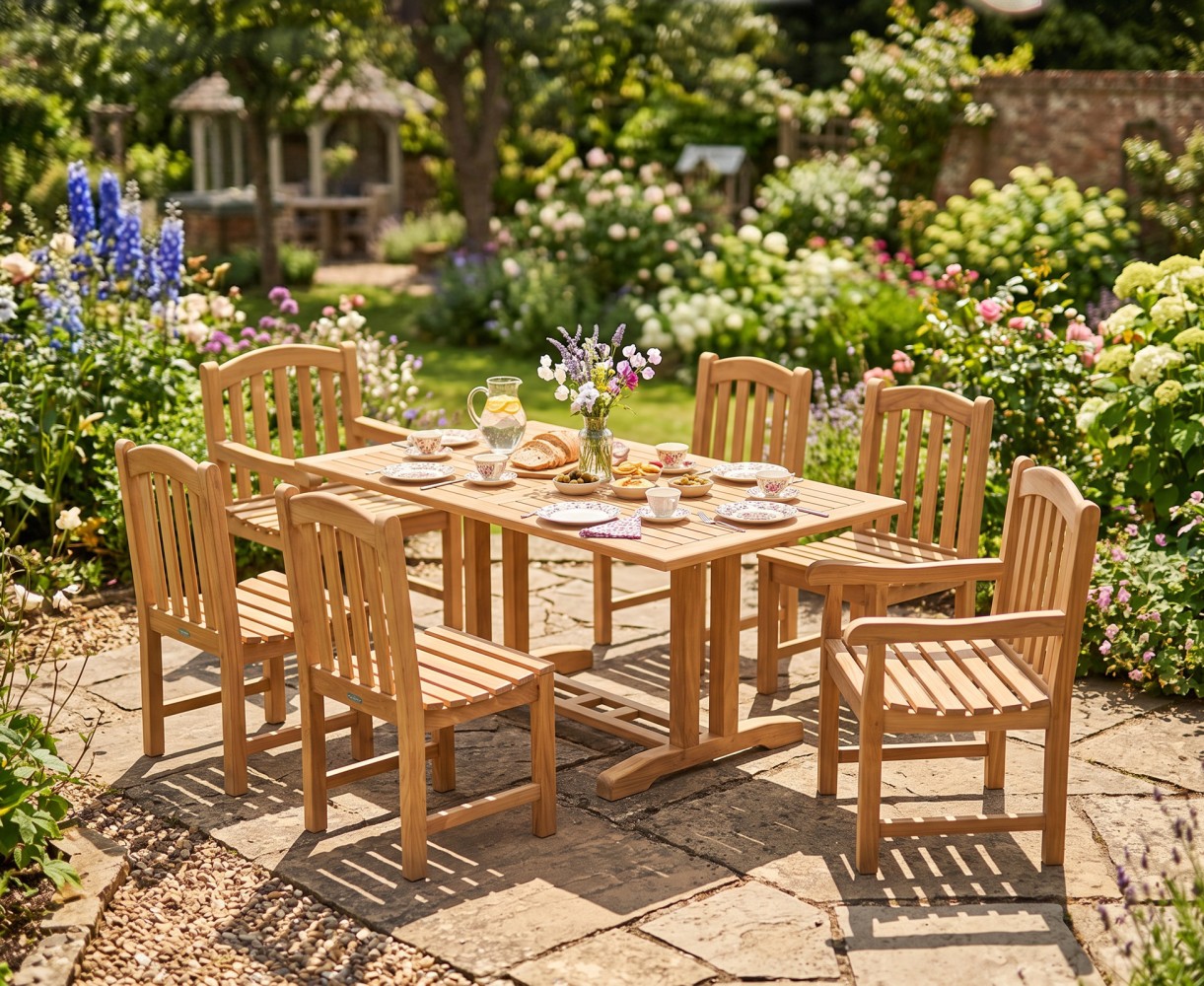 Belgrave 6 Seater Teak Dining Set with 1.5m Table and Clivedon Chairs