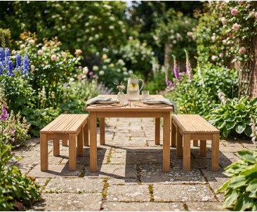 Chichester Teak Garden Table and Benches Set