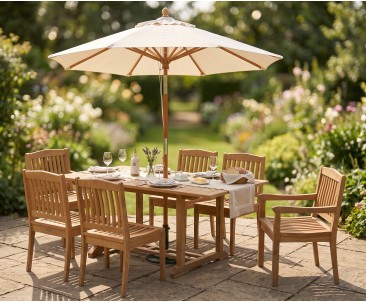 Hilgrove 6 Seater Garden Rectangular Dining Table and Chairs Set