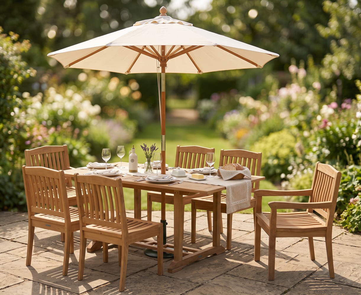 Hilgrove 6 Seater Garden Rectangular Dining Table and Chairs Set
