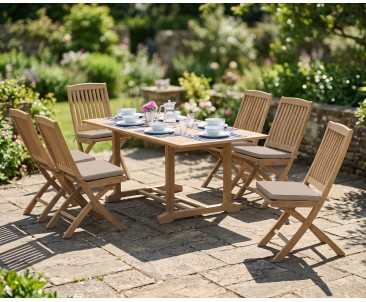 Hilgrove 6ft Rectangular Table and 6 Folding Chairs Set