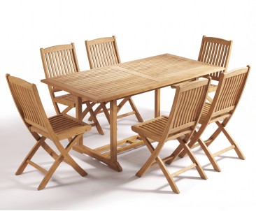 Hilgrove Teak 1.8m Rectangular Garden Table and 6 Folding Chairs Set