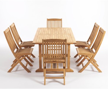 Hilgrove Teak 1.8m Rectangular Garden Table and 6 Folding Chairs Set