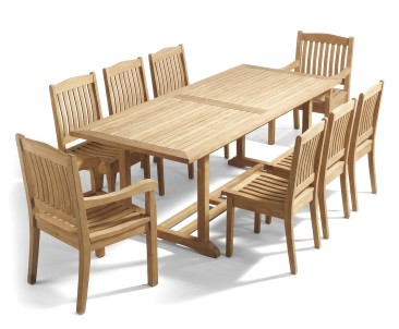 Hilgrove 8 Seater Garden Patio Table and Stacking Chairs Set