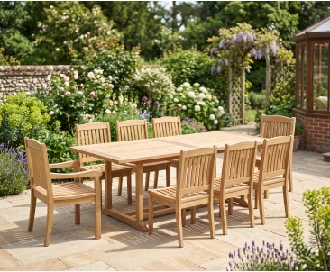 Hilgrove 8 Seater Garden Patio Table and Stacking Chairs Set