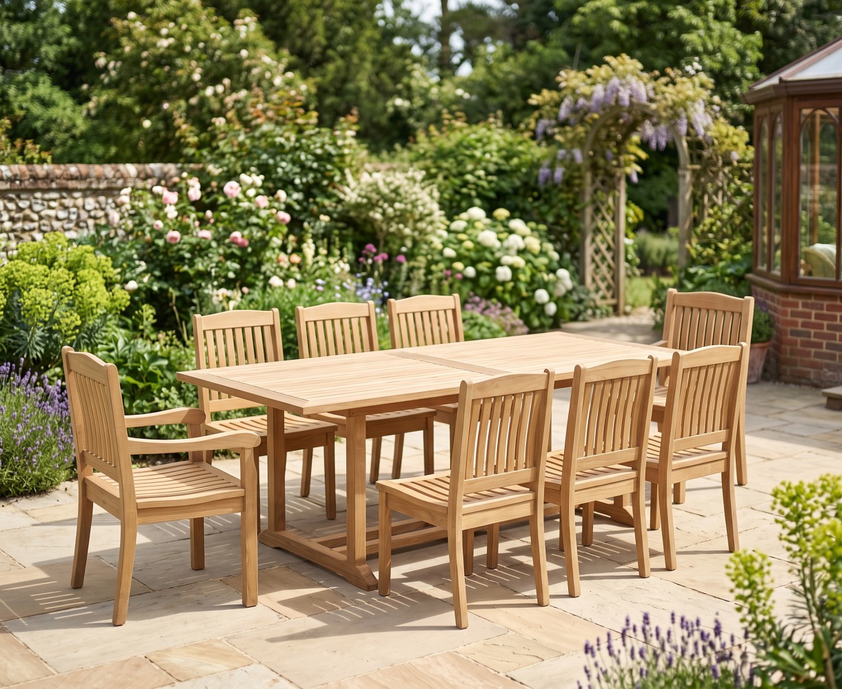 Hilgrove 8 Seater Garden Patio Table and Stacking Chairs Set