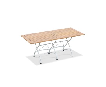 Folding Garden Dining Set with Bistro Rectangular Table 1.8m and 6 Chairs, White