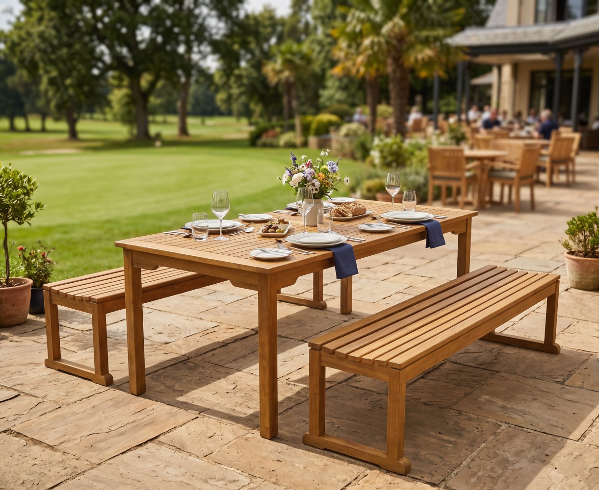 Westminster Teak Table and Benches Set - 180cm