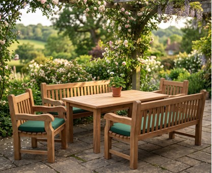 Balmoral 6ft Dining Table and Benches Set - 1.8m