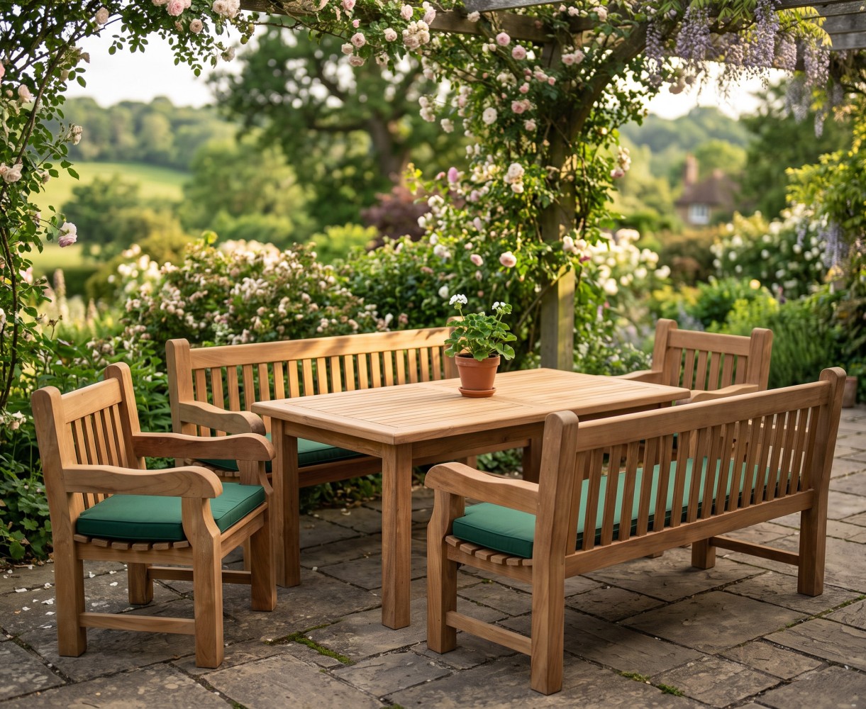 Balmoral 6ft Dining Table and Benches Set - 1.8m