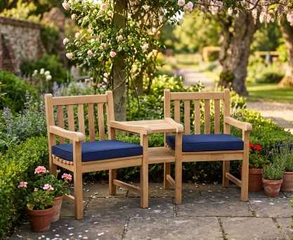 Windsor Teak Garden Companion Seat - Garden Love Bench