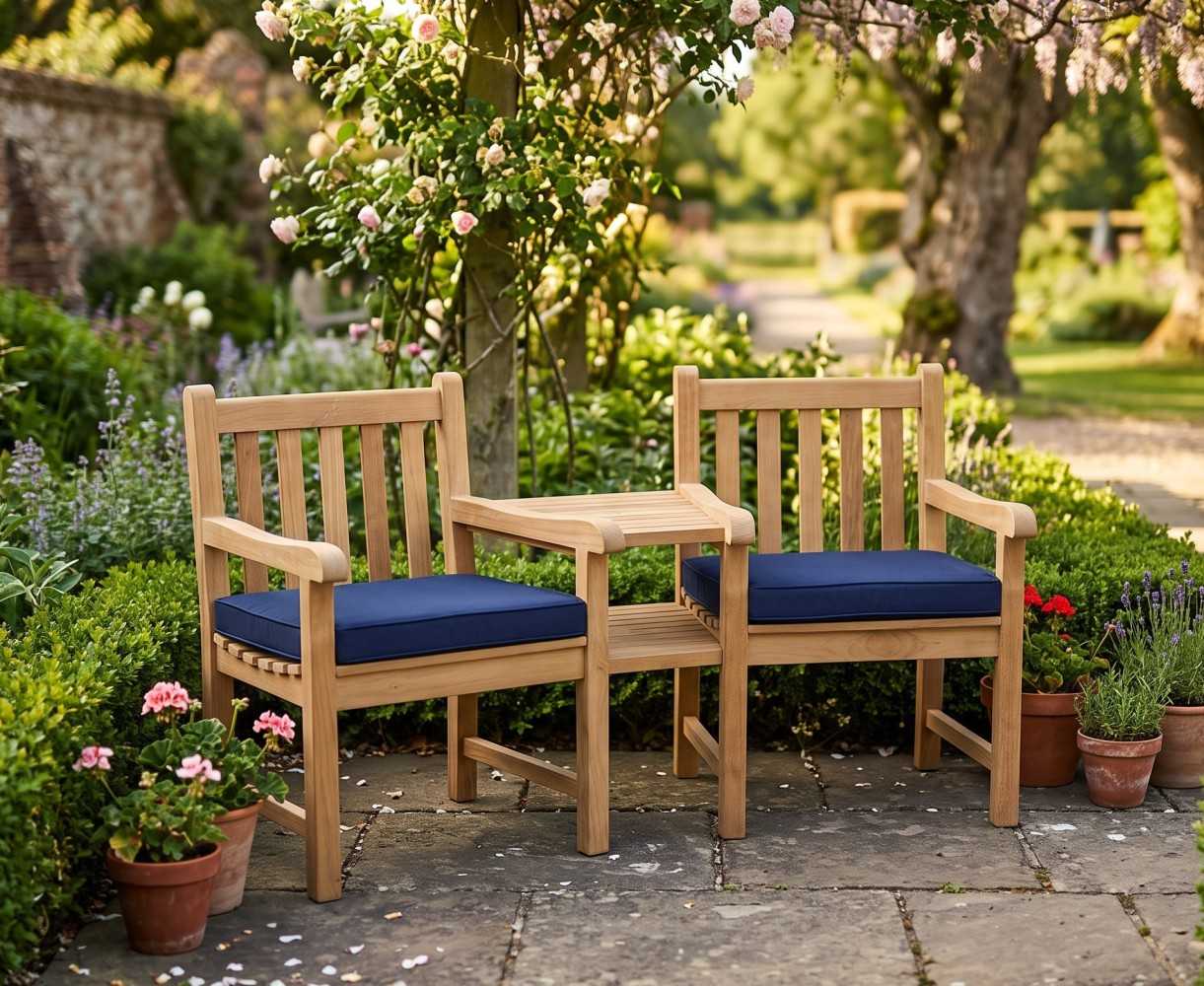 Windsor Teak Garden Companion Seat - Garden Love Bench