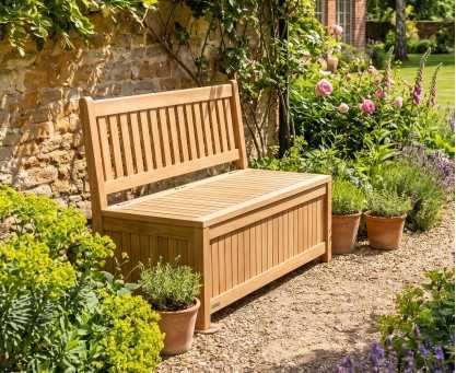 1.2m Teak Windsor Storage Bench