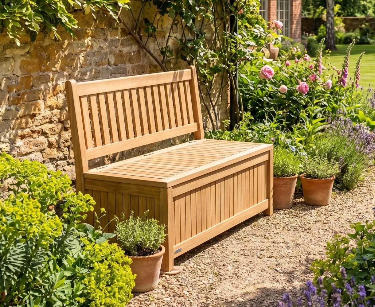 1.2m Teak Windsor Storage Bench