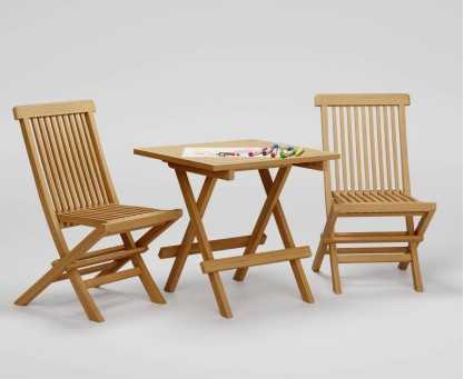 Ashdown Childrens Garden Table and Chairs Set - Teak Outdoor Patio 2 Seat Dining Set