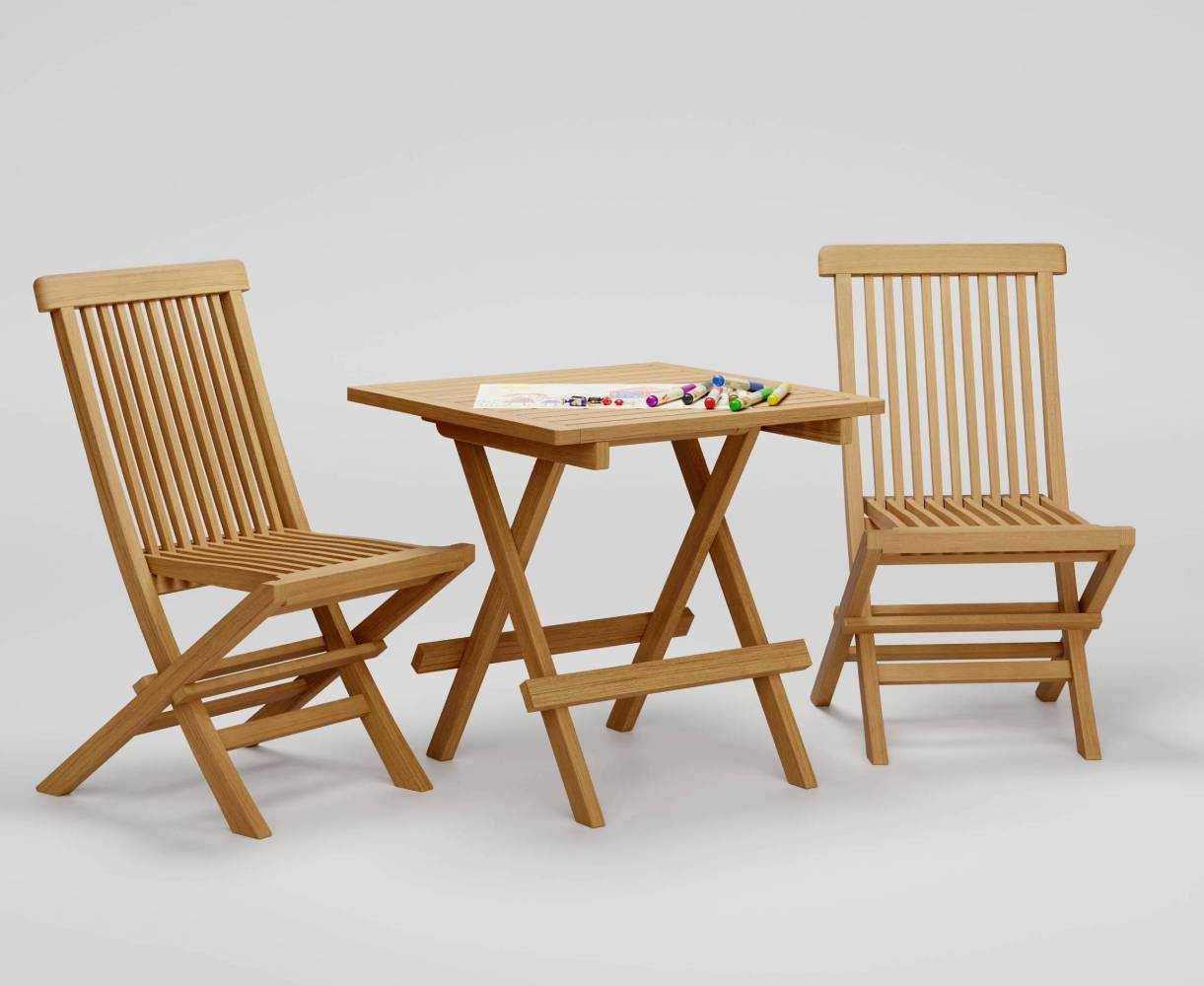 Ashdown Childrens Garden Table and Chairs Set - Teak Outdoor Patio 2 Seat Dining Set