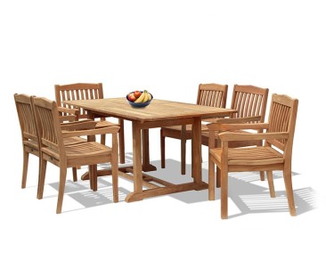 Hilgrove 6 Seater Garden Rectangular Dining Table and Chairs Set 2 - Medium Dining Sets