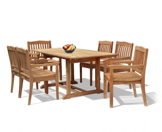 Hilgrove 6 Seater Garden Rectangular Dining Table and Chairs Set 2