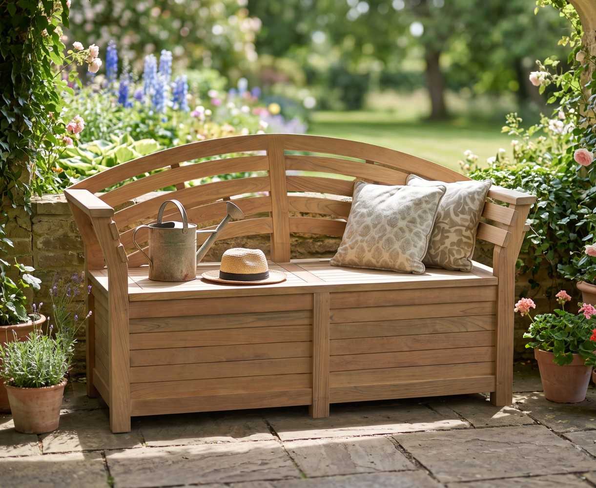 Salisbury Garden Storage Bench with arms – 1.65m