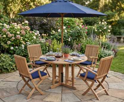 Berrington Round Garden Gateleg Table and Arm Chairs Set