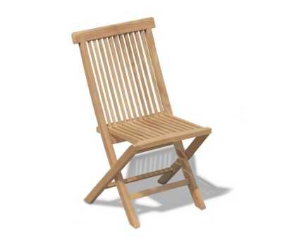 Suffolk Folding Teak Round Table 1m and 2 Low Back Dining Chairs