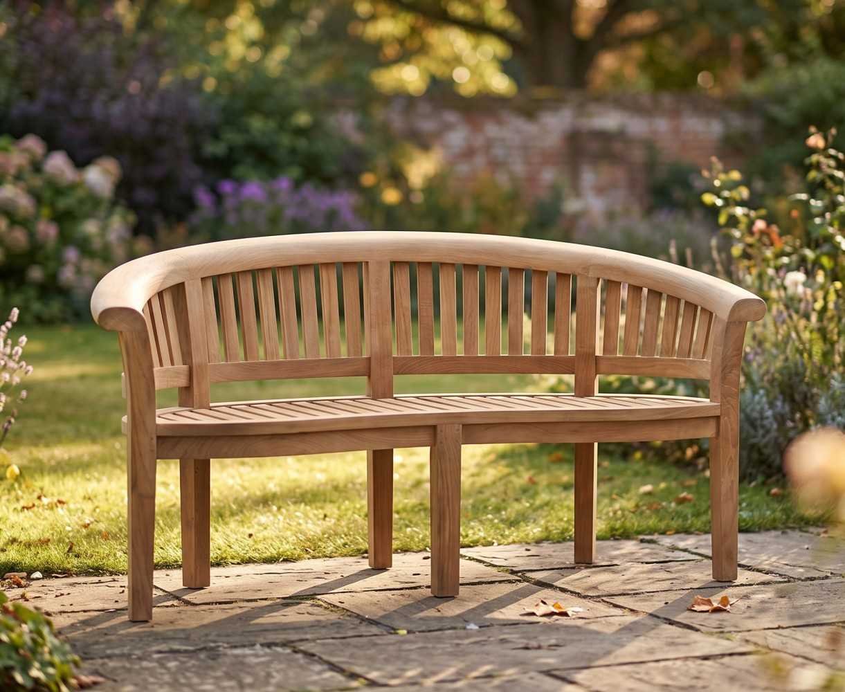 Super-Deluxe Teak Banana Bench | Peanut Bench