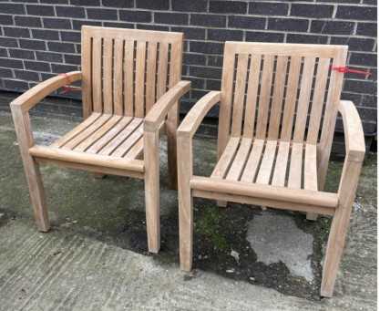 Monaco Teak Stacking Garden Chair - Used: Good