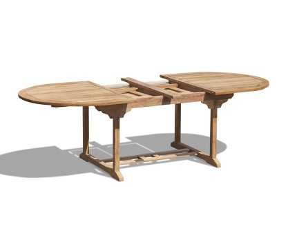 Brompton Teak Double-Leaf Extendable Oval Garden Table 180-240cm