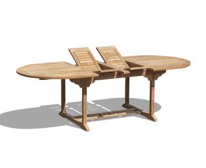 Brompton Teak Double-Leaf Extendable Oval Garden Table 180-240cm