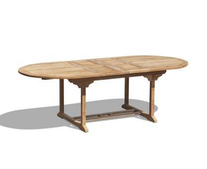 Brompton Teak Double-Leaf Extendable Oval Garden Table 180-240cm