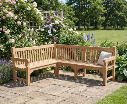 Balmoral Teak Wooden Corner Garden Bench (Left Orientation)