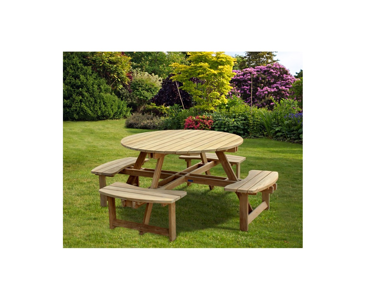 Teak Round Picnic Bench | Circular Picnic Table