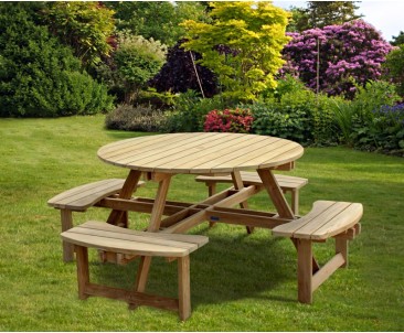 Teak Round Picnic Bench | Circular Picnic Table
