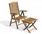 Cheltenham Teak Garden Recliner Armchair & Separate Footstool