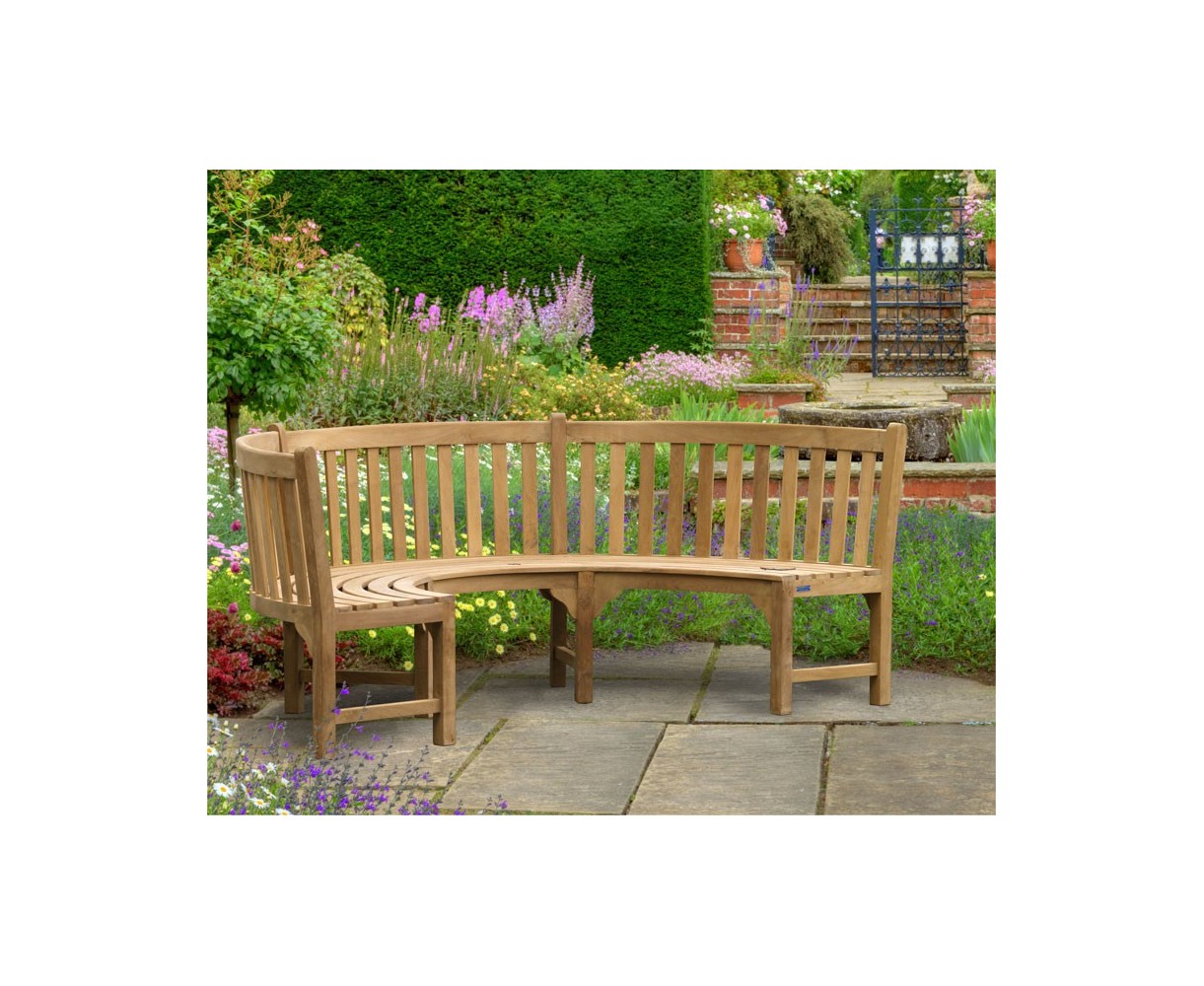 Henley Teak Curved Garden Bench | Semi Circle Bench