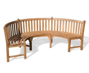 Henley Teak Curved Garden Bench | Semi Circle Bench