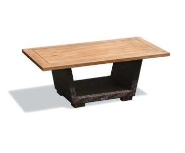 Sorrento Rattan and Teak Side Table - Rectangular Tables