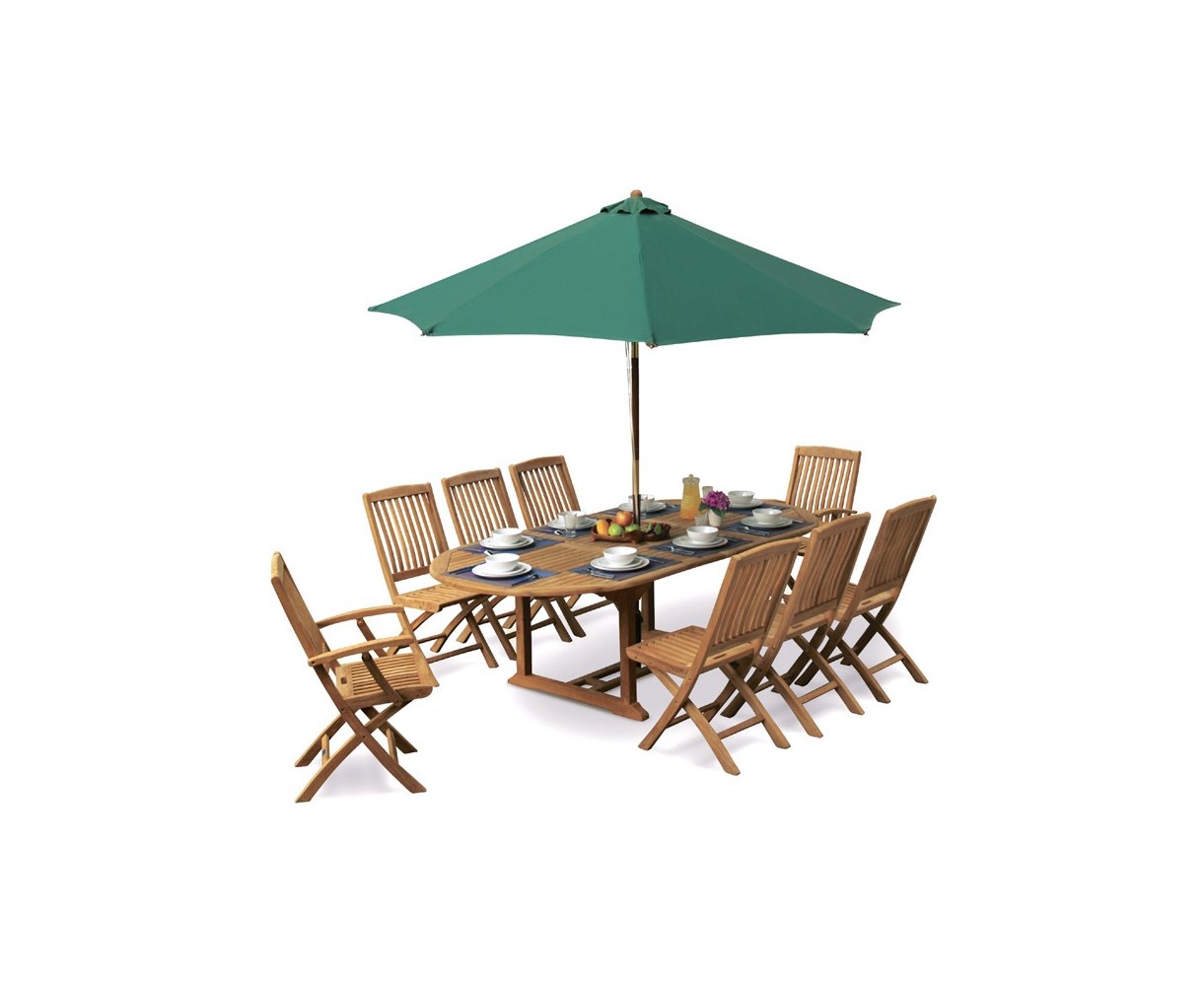 Brompton 8 Seater Extending Dining Set With 8 Folding Chairs